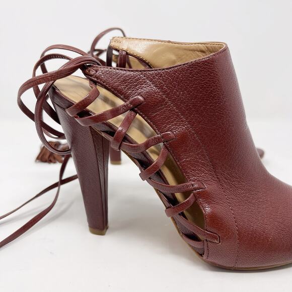 Banana Republic Womens 6.5 Brown Leather Deborah Lace Up Heels Cognac Gladiator - Picture 2 of 12